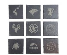 Derwent Laser Craft Lot de 9 Dessous de Verre en Ardoise inspirÃ©s de Game of Thrones