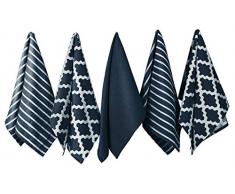 Penguin Home Pack de 5 torchons, Coton, Marine, Paquet