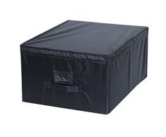 Mondex EVE713-01 Malle de Rangement avec Porte Etiquette ModÃ¨le L Plastique/Tissu Noir 59 x 39 x 3 cm