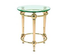 Haku Möbel 47245 Porte Plantes Acier Massif/Verre Trempé Doré 48 cm