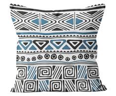 Soleil docre Wax Coussin Déhoussable, Polyester, Bleu, 40 x 40 cm