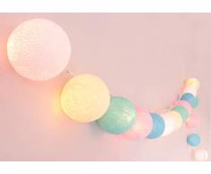 Illuminate Your Home CREATIVECOTTON Guirlande Lumineuse Pastel, 20 Boules de Coton avec Mode Timer et Mode Veilleuse