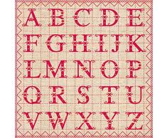 Kom Amsterdam Serviettes de Table Motif Alphabet Rouge