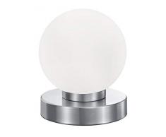 Reality, Lampe de table, Prinz 1xE14, max.40,0 W Verre, Blanc, Corps: metal, Nickel mat Ã:12,0cm, H:15,0cm IP20,Interrupteur tactile 4 niveaux