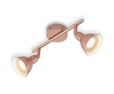 Plafonnier LED Briloner Leuchten 2 spots LED pivotants et orientables en cuivre, GU10, avec 2 ampoules 3 W
