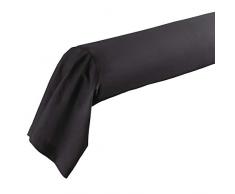 Douceur dIntérieur Traversin + Point Bourdon - Charbon 100% Coton 185 x 85 cm