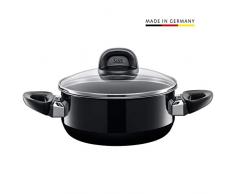 Silit 2101294436 Faitout Bas avec Couvercle, Ãmail, Noir, 20 cm