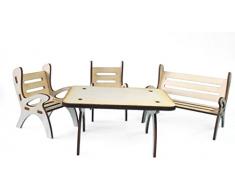 Petra S Bastelmaxi-gmh06fs1 News A Table Groupe, Comprenant 1 Table, 1 x Banc de Jardin et 2 chaises en Bois, 4 pièces