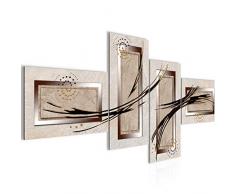 Tableau decoration murale abstrait 200 x 100 cm XXL Impression sur Toile Salon Appartment Marron 4 Parties - prÃªt Ã accrocher 100341b