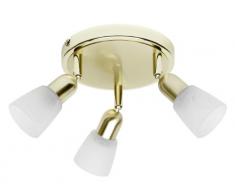 Brilliant 55334/18 Plafonnier 3 Lumières Sofia Laiton et Verre Albâtre