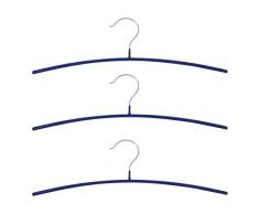 MSV 240 Lot de 3 Cintres RevÃªtement PVC/MÃ©tal ChromÃ© Bleu FoncÃ© 40 x 12,5 x 0,1 cm