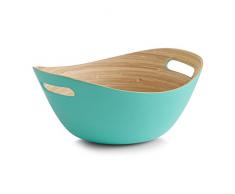 Zeller 25122 Saladier avec PoignÃ©e Bambou Aqua-Bleu 25 x 22 x 12 cm