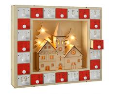 WeRChristmas Scène Ãglise Calendrier de lAvent Décoration de Noël, en Bois, Multicolore, 34 cm