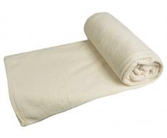 Ourson Plaid Sherpa nid dabeille, Polyester, Ecru, 170x130 cm