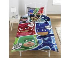 PJ Masks Comic Parure de lit en Polyester et Coton Multicolore Taille Simple