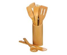 Premier Housewares Lot de 6 ustensiles de Cuisine avec Support en Bambou