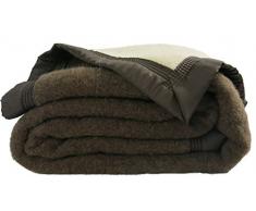 Couverture hiver Confort - 100% pure laine vierge - OURSON - Choco R2/Ecru A1 - 220 x 240