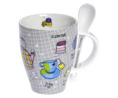 Fox Trot 9076CUIM Mug avec CuillÃ¨re CÃ©ramique Cuisine 11 x 8,5 x 12 cm