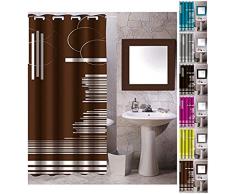 MSV 140810 Rideau de Douche Polyester + Plastique PolypropylÃ¨ne Brun Graphique 180 x 200 x 0,1 cm - 12 anneaux inclus