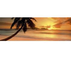 1art1 39846 Poster de Porte Iles Seychelles Coucher de Soleil 158 X 53 cm