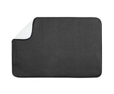 InterDesign iDry tapis de sechage, très grand tapis égouttoir vaisselle en polyester, tapis évier fin pour un séchage rapide, noir/blanc