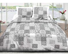 Le linge de Jules Parure Drap Plat + Drap-Housse 140x190 + 2 T - Pur Coton 57 Fils - TOMETTE Gris