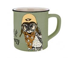 Infinite by Geda Labels CafÃ© Ã emporter - Gobelet vintage en bambou avec anse en acier inoxydable motif chouette