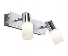 TRIO, Spot, Clapton incl. 2 x LED,SMD,4,5 Watt,3000K,400 Lm. Verre mat, Blanc balayÃ©, Corps: metal, Chrome L:36,0cm, L:7,0cm, H:18,5cm IP20,Interrupteur,OSRAM Inside,Montage au mur