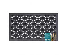 JVL Heavy Duty en Caoutchouc Ellipse Motif Yeux de Sol Paillasson, Noir, 40Â x 70Â cm