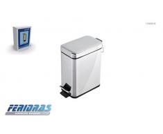 FERIDRAS 178004-b Poubelle, rectangulaire, 5Â l, Chrome, 29Â x 22,8Â x 14Â cm