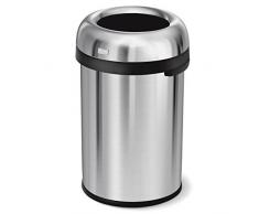 simplehuman, poubelle ronde ouverte, acier épais inoxydable brossé, 115 litres