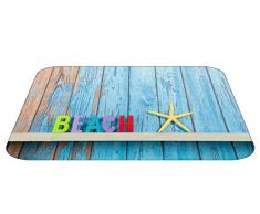 Papillon Beach on Bleu Tapis de Bain Super Absorbant en Polyester, Multicolore, 60 x 40 cm