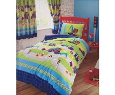 Kids Club - Parure de lit Simple ou Double à Motif Pelleteuse - Enfant (Lit Double) (Bleu)