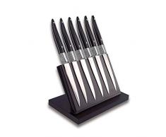 Laguiole Expression® - Bloc Aimanté de 6 Couteaux à Steak - Couteaux de Table Design en Acier Inoxydable - Manche Pom