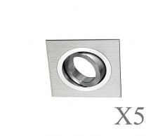 Wonderlamp Spot encastrable carré 5 UNIDADES aluminium