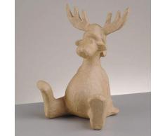 Efco PappArt Figurine Renne Assis, Papier Mache, Marron, 15,5Â x 15,5Â x 12Â x 21,5Â cm