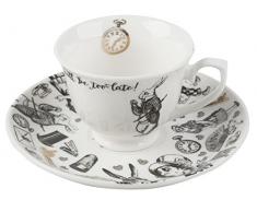Inconnu Tasse et Soucoupe Alice au Pays des Merveilles Victoria & Albert, Porcelaine, Blanc, 6 x 12.5 x 12.5 cm