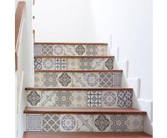 Stickers adhésifs escalier | Sticker Autocollant Carreaux de Ciment - Mosaïque carrelage Escalier | Carreaux de Ciment Adhésif Mural Escalier - Multicolore 15x105 cm - 6 bandes