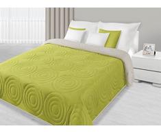 DecoKing Couvre-lit Jeté de lit Double Face Facile dentretien Anthony, Polyester, Hellgrün/Beige, 240 x 260 cm