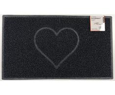 Nicoman Paillasson Lavable en Forme de CÅur-(Utiliser Uniquement à lextérieur), Petit (60x40cm), Noir