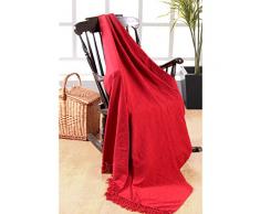 EliteHomeCollection Couverture en Chenille 100% Polyester Indien pour canapÃ© 2 Places/Couvre-lit Simple Rouge 150 x 200 cm
