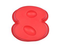 CAP DELICES 6MOUL148 Moule Chiffre 8 Silicone Rouge 22,5 x 25,5 x 5,5 cm