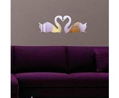 WALPLUS Stickers muraux Miroir Cygne Art Mural 3D Stickers muraux Stickers Autocollant Mural Amovible en Vinyle pour Espace Enfant Maison DÃ©coration DIY Salon Chambre DÃ©cor, Argent