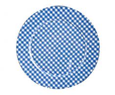 H&H Aile Dessous de Plat Rond, Design Carreaux, 33Â cm, Plastique, Bleu