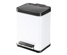 Hailo 0619-230 Poubelle Ã PÃ©dale, Acier Inoxydable, Blanc, 45 x 33 x 34,5 cm