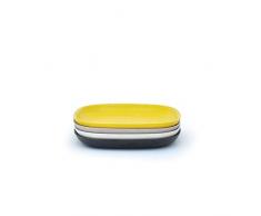 BIOBU Gusto by eKOBO 34628 Assiettes Ã Salade - 1 (Noir/Gris/Blanc/Jaune Citron