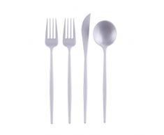 Silver Spoons 1983 ASSORTIMENT DE COUVERTS JETABLES, COLLECTION OPULENCE pour mariages et dîners de haut standing (Nacré perle), Blanc