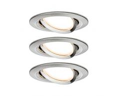 Paulmann 93878 Kit encastrés Premium Coin Slim, dimmable, rond, orientable, LED 3x6,8W, 2700K, 230V, 51mm, Acier brossé/Alu