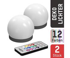 Ansmann Lot de 2 lampes Ã billes LED Ã piles avec tÃ©lÃ©commande â Boule flottante avec minuteur et changement de couleur RVB IdÃ©al pour Ã©tang, piscine, baignoire, jacuzzi, jardin, table etc. â DiamÃ¨tre 8 cm