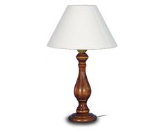 Tosel E0255 Lampe Raye, Bois hÃªtre tournÃ©e, Abat-Jour Coton, E27, 40 W, NoyÃ©e, 25 x 40 cm